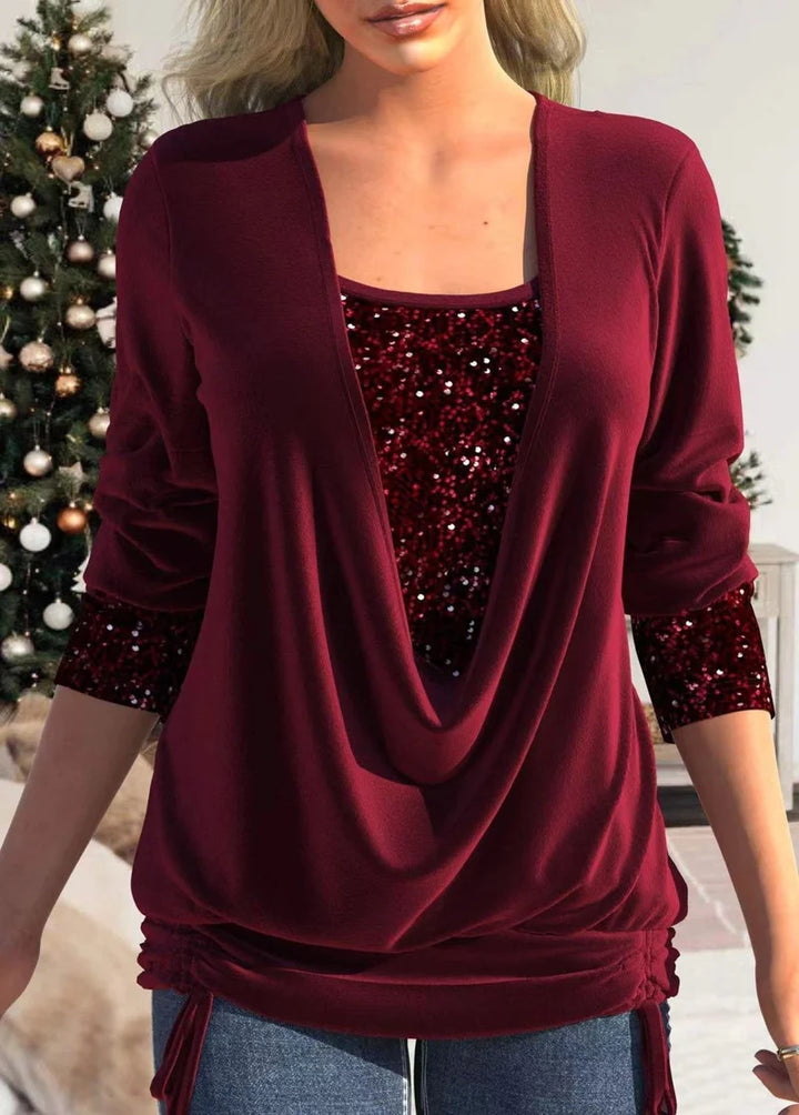 Comfortabele Damesblouse met Glitteraccenten