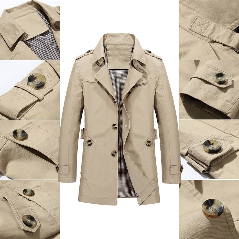 Smart Casual Katoenen Trenchcoat Voor Heren