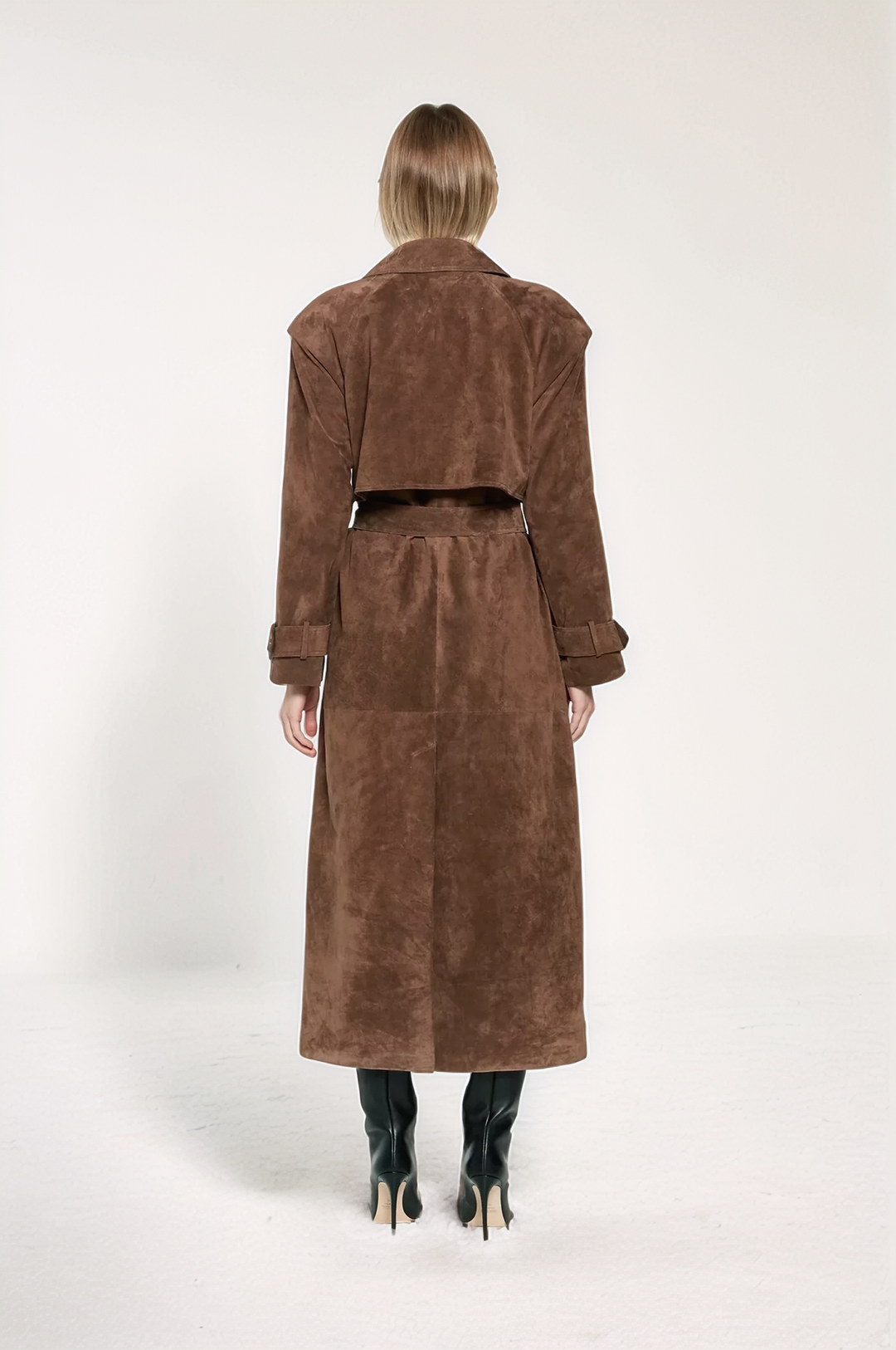 Elegante Suède Trench Long Coat voor dames