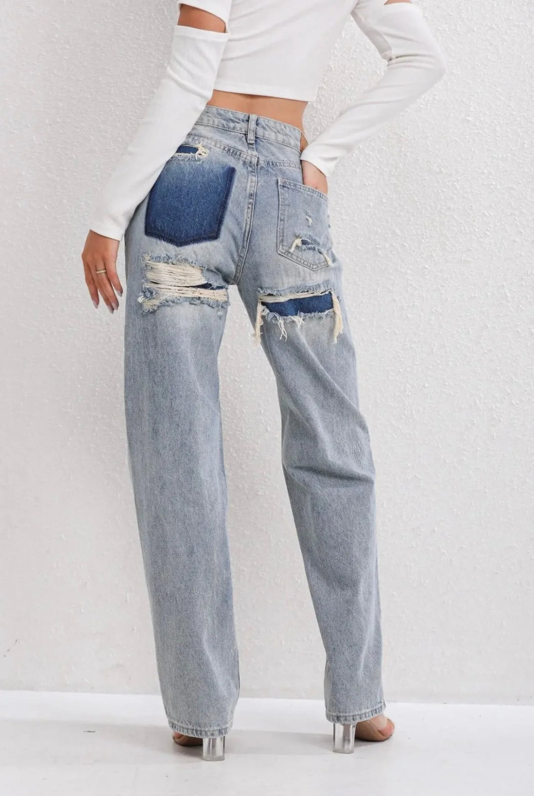Vintage gescheurde jeans voor dames