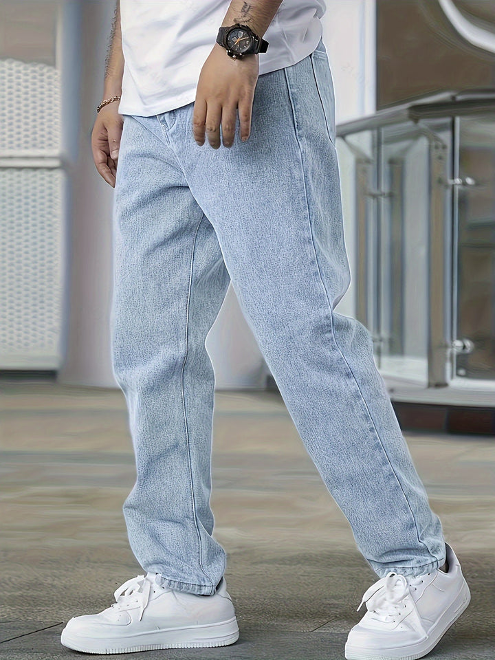 Casual straight leg light washed heren jeans