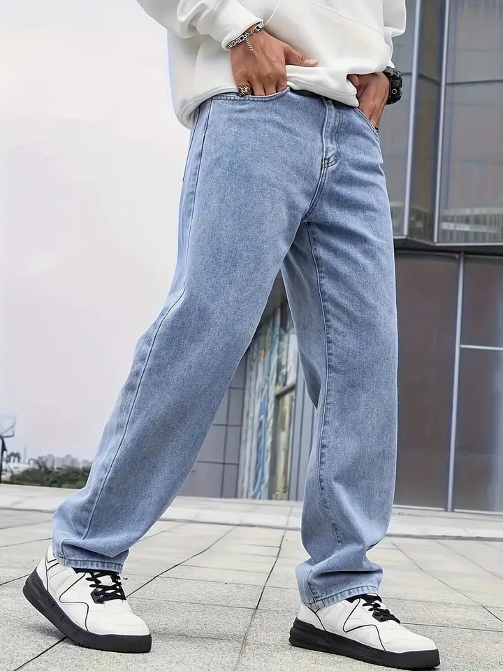 Casual straight leg light washed heren jeans