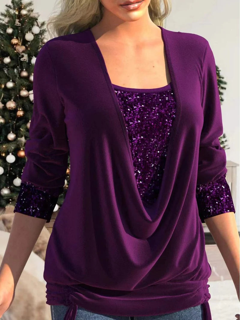 Comfortabele Damesblouse met Glitteraccenten