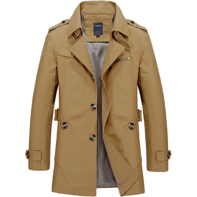 Smart Casual Katoenen Trenchcoat Voor Heren