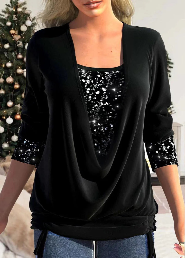 Comfortabele Damesblouse met Glitteraccenten