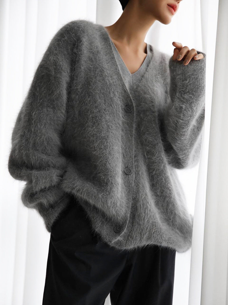 Dames Zachte Gebreide V-Hals Cardigan – Elegante Comfort voor Elk Seizoen