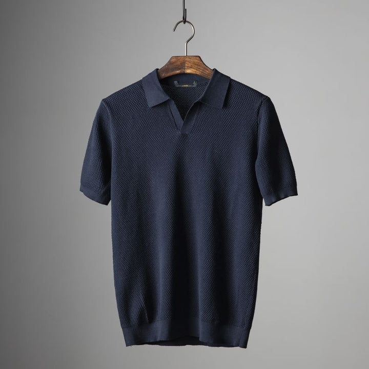 Heren Gebreid Polo Shirt – Tijdloze Stijl en Comfort