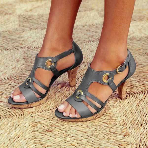 Stijlvolle Lederen Sandalen met Hak