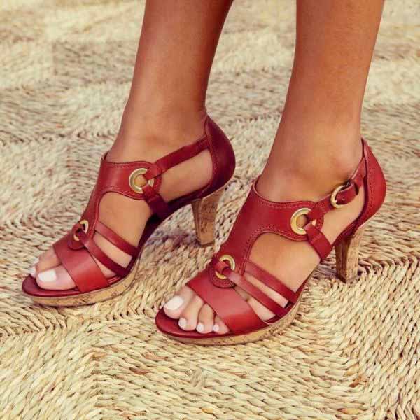 Stijlvolle Lederen Sandalen met Hak