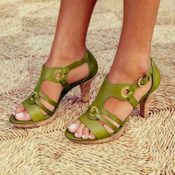 Stijlvolle Lederen Sandalen met Hak