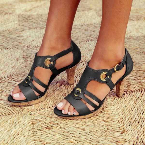 Stijlvolle Lederen Sandalen met Hak
