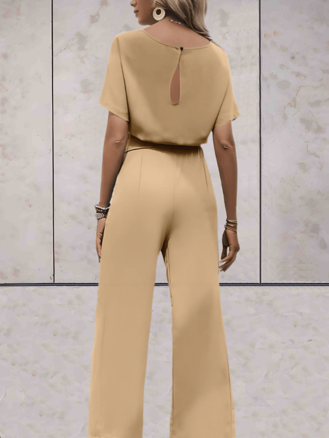 Klassieke Jumpsuit met Korte en Brede Mouwen voor Dames