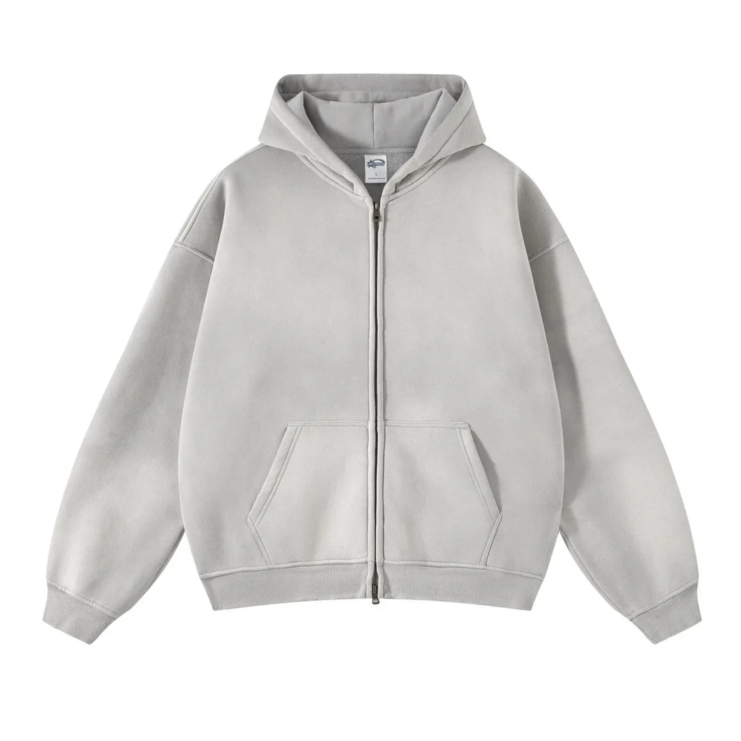 Minimalistische Gewassen Zipper Hoodie voor Dames