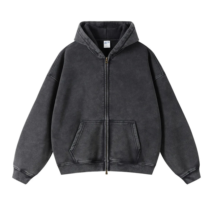 Minimalistische Gewassen Zipper Hoodie voor Dames