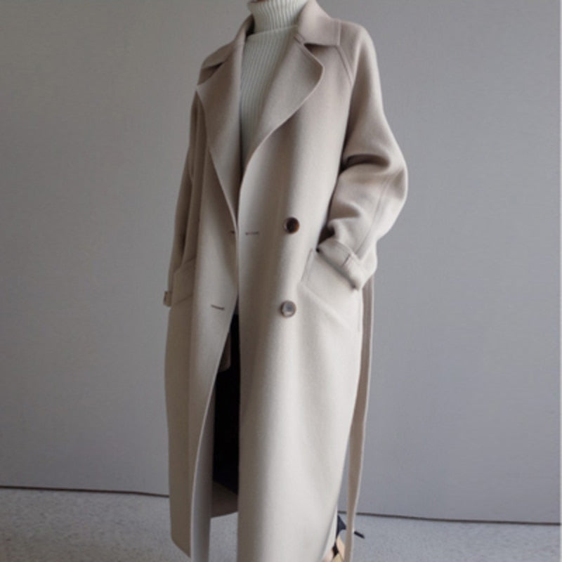 Casual Lange Wollen Trenchcoat voor Dames