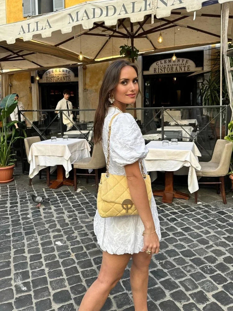 Witte Zomerjurk Dames – Elegante Casual Jurk met Borduursels en Verstelbare Pasvorm