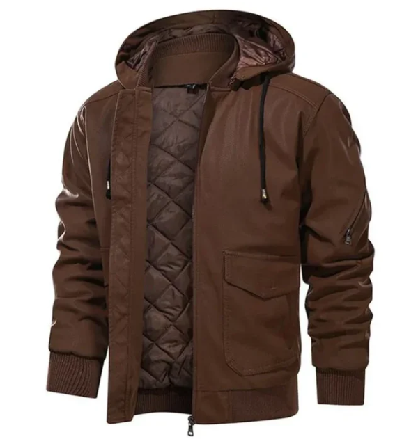 Heren Comfortabele Winter Motorjas van Faux Leren