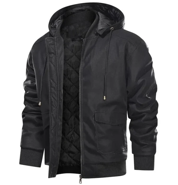 Heren Comfortabele Winter Motorjas van Faux Leren