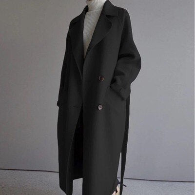 Casual Lange Wollen Trenchcoat voor Dames