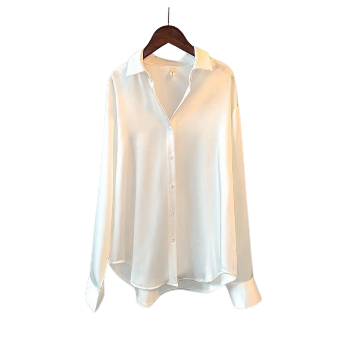 Dames Satijnen Blouse – Tijdloze Elegantie en Veelzijdige Stijl