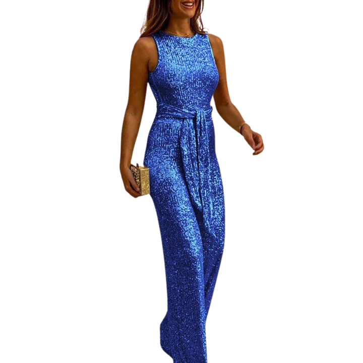 Luxe Glitter Jumpsuit met tailleband voor dames
