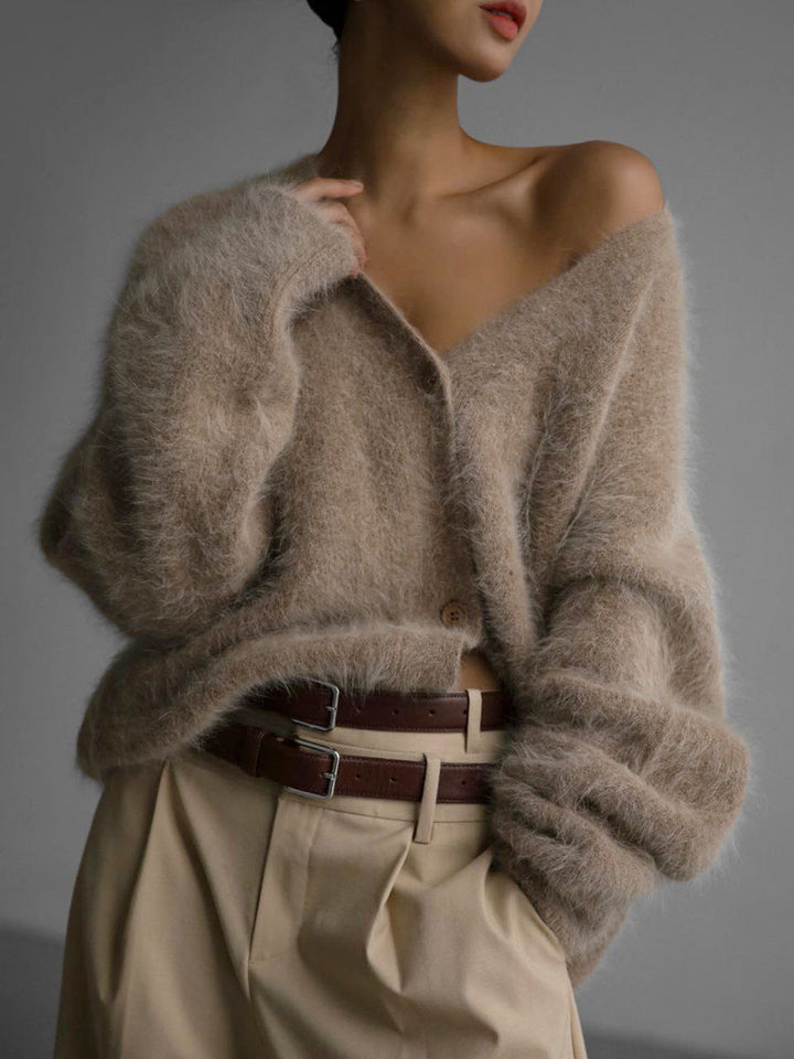 Dames Zachte Gebreide V-Hals Cardigan – Elegante Comfort voor Elk Seizoen