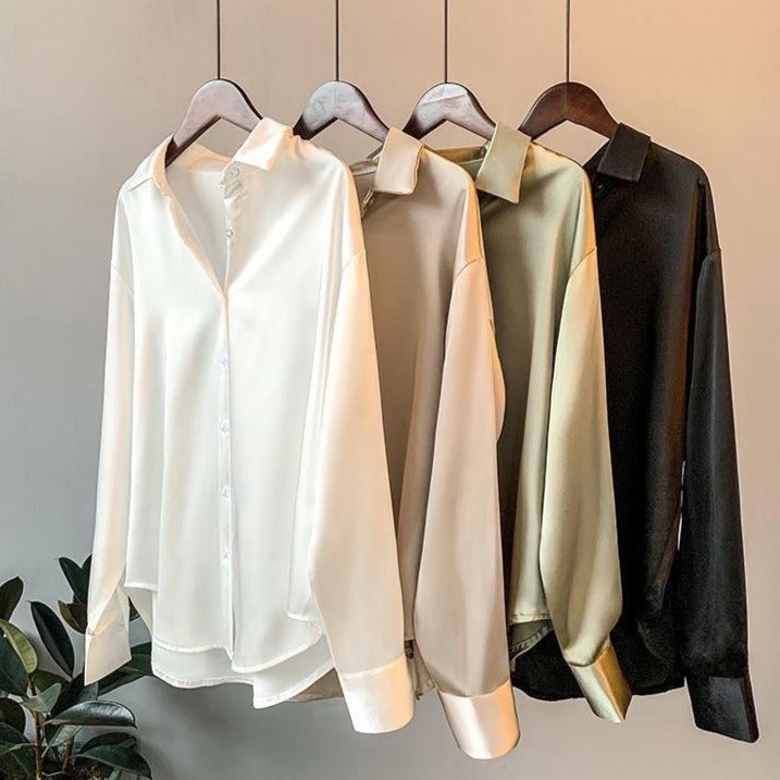 Dames Satijnen Blouse – Tijdloze Elegantie en Veelzijdige Stijl