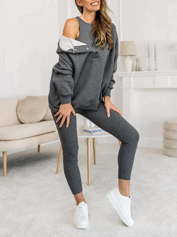 Dames Sweatshirt met Schouderknopen