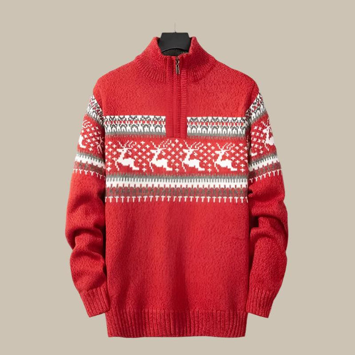 Nordic Half Zip Sweater Noorse kersttrui voor mannen