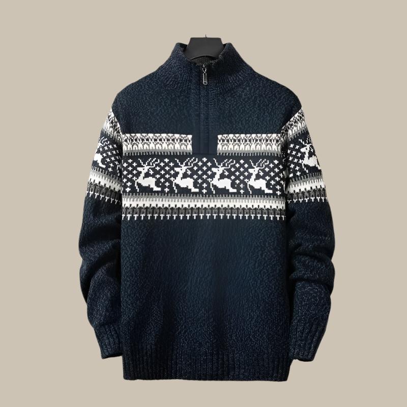 Nordic Half Zip Sweater Noorse kersttrui voor mannen