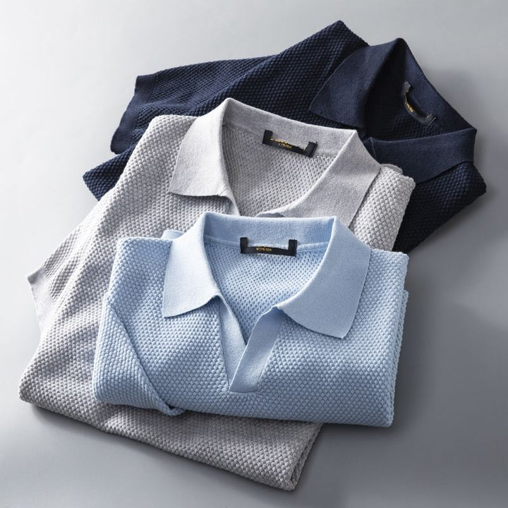 Heren Gebreid Polo Shirt – Tijdloze Stijl en Comfort