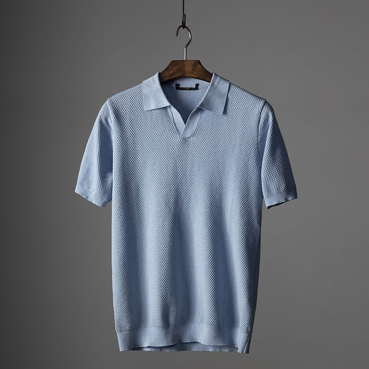 Heren Gebreid Polo Shirt – Tijdloze Stijl en Comfort