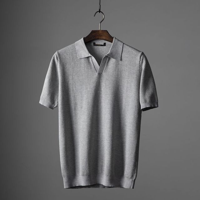 Heren Gebreid Polo Shirt – Tijdloze Stijl en Comfort