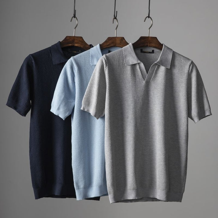 Heren Gebreid Polo Shirt – Tijdloze Stijl en Comfort
